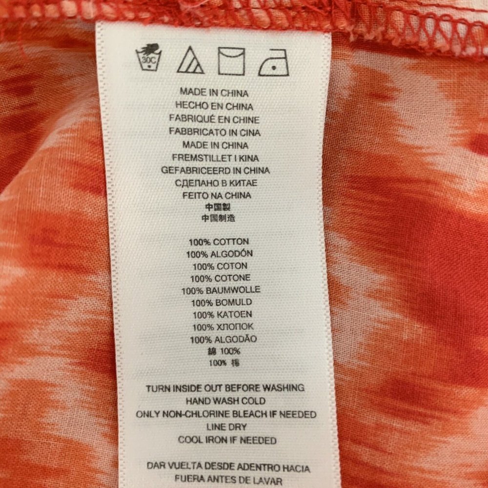 Michael Kors Women's Tunic Blouse Cotton Long Sleeves Orange Medium Size Pockets - Picture 11 of 11